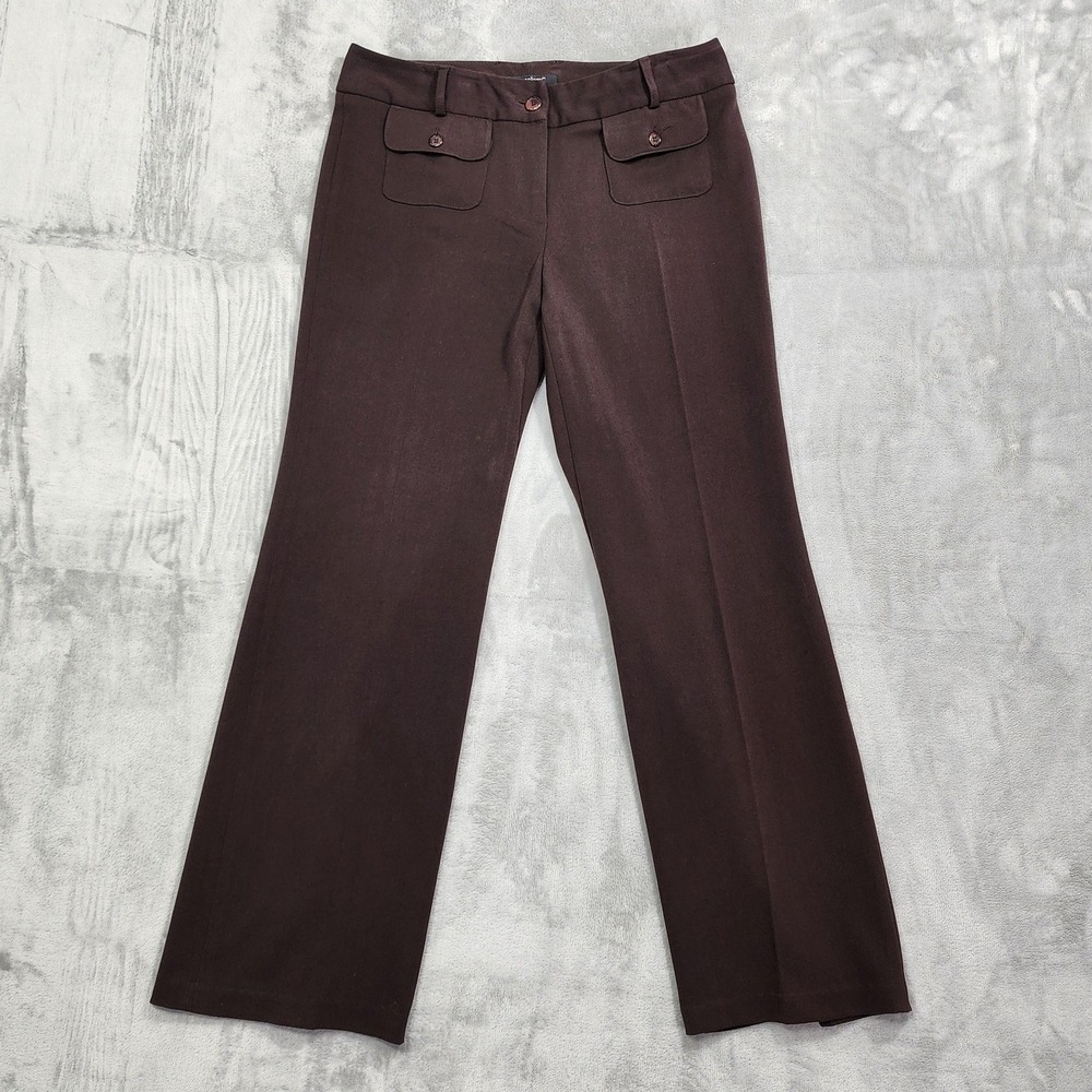 Pantology Pants Womens 12 Brown Straight Leg Stretch Dress Preppy Office Pockets